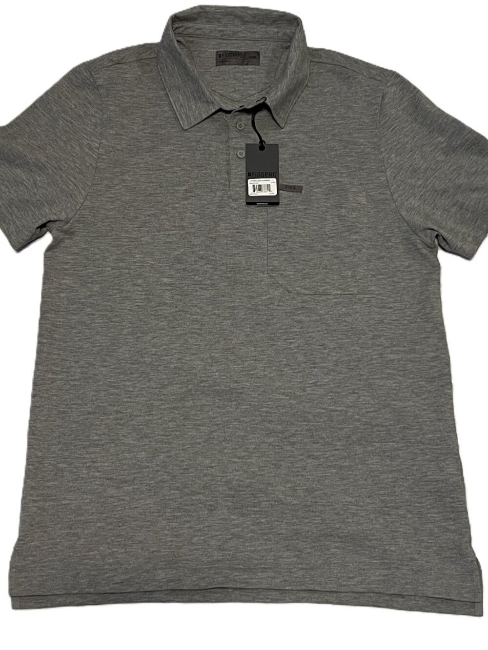 NWT FIGS Pro Technical Pique Scrub Polo Men’s Large Gray SS Medical Pima Cotton